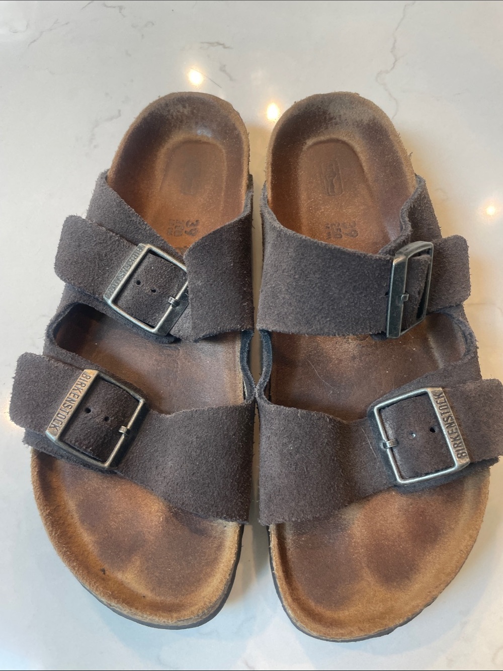 Birkenstock Arizona Women’s Double Buckle Suede Sandals - Dark Grey 39 - Picture 3 of 7